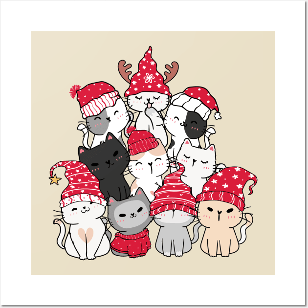 Cute Christmas Kittens Wall Art by Pop Cult Store